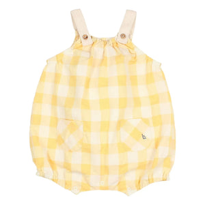 Búho - Vichy-Seersucker-Organik-Baumwoll-Overall | Gelb