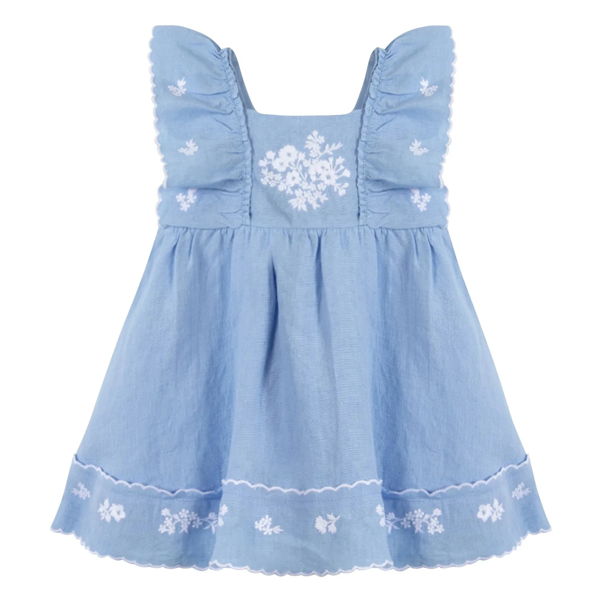 Tartine et Chocolat - Besticktes Feston Kleid | Azurblau