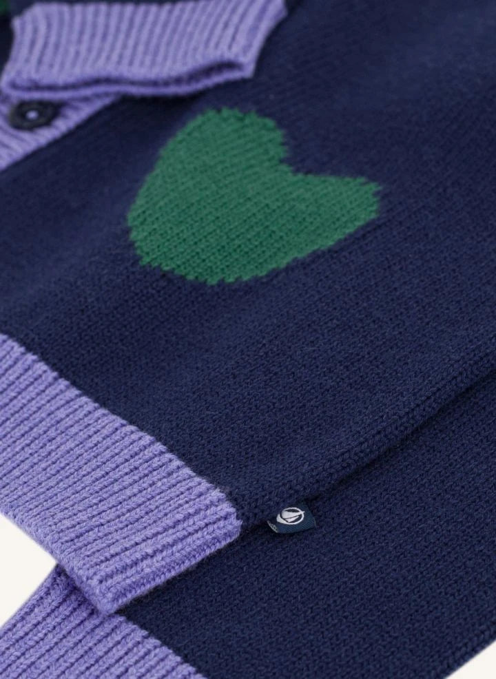 Petit Bateau - Wool Hearts Cardigan | Nachtblau