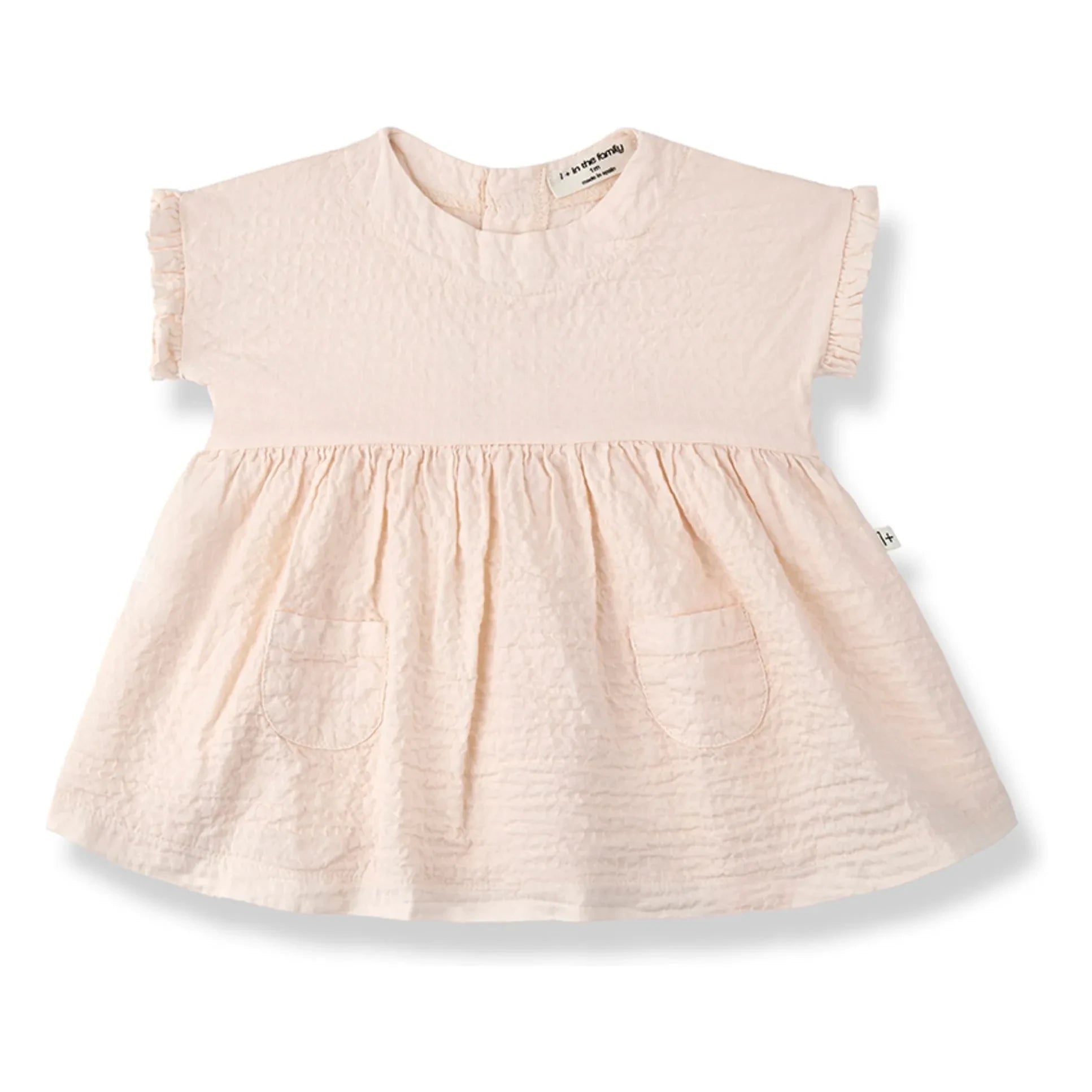 1+ in the family - Troya Seersucker Kleid | Beige-Rosa