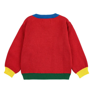 Bobo Choses - Colorblock Bio-Baumwoll-Hundepullover Baby | Rot