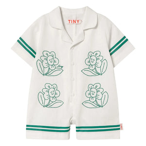 Tinycottons - Blumen Oversize Strampler-Shorts | Weiß