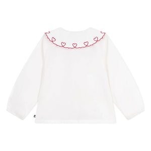 Petit Bateau – Bio-Baumwollbluse mit Herzausschnitt | Weiß