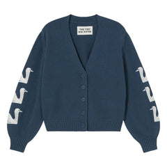 The Tiny Big Sister - Baumwoll-Schwan-Strickjacke | Marineblau