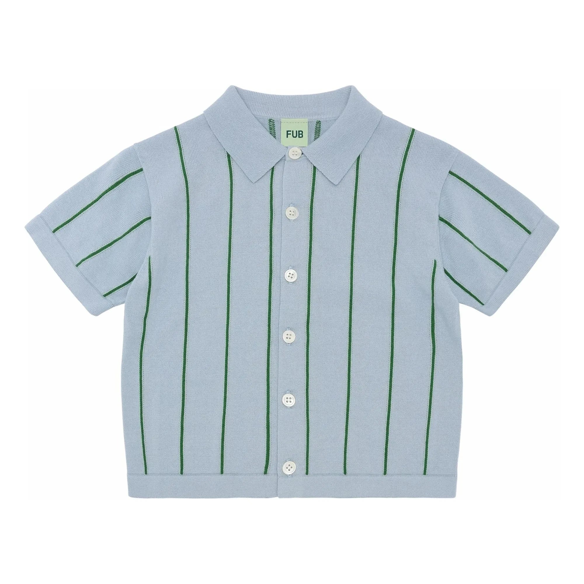 FUB - Gestreiftes Hemd Extra Feines Netz Bio-Baumwolle | Hellblau