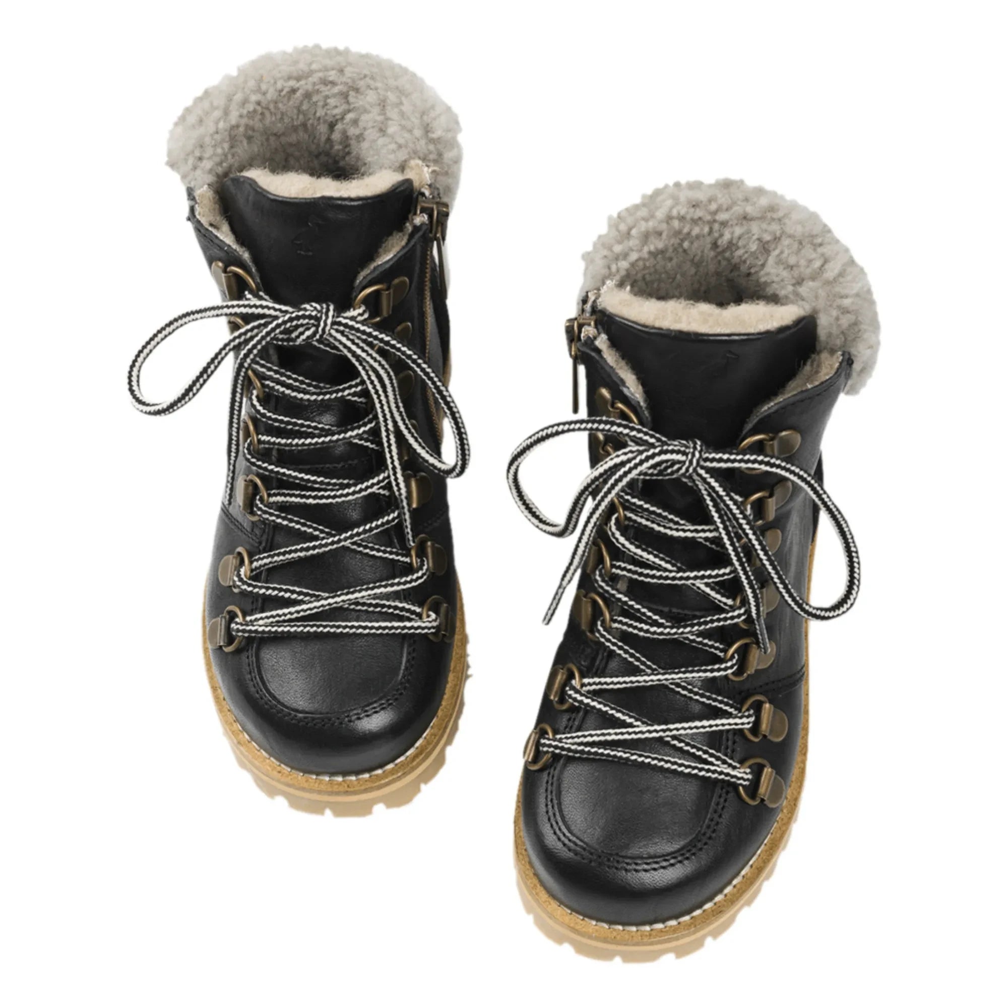 Petit Nord - Gefütterte Schnürstiefeletten mit Sherpa | Schwarz