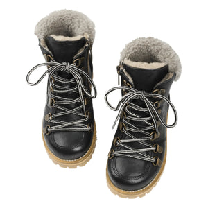 Petit Nord - Gefütterte Schnürstiefeletten mit Sherpa | Schwarz