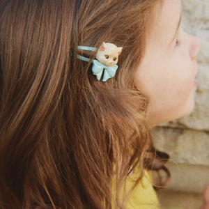 Konges Sløjd - Katzen-Themen-Haarspange und Scrunchie Set | Blau