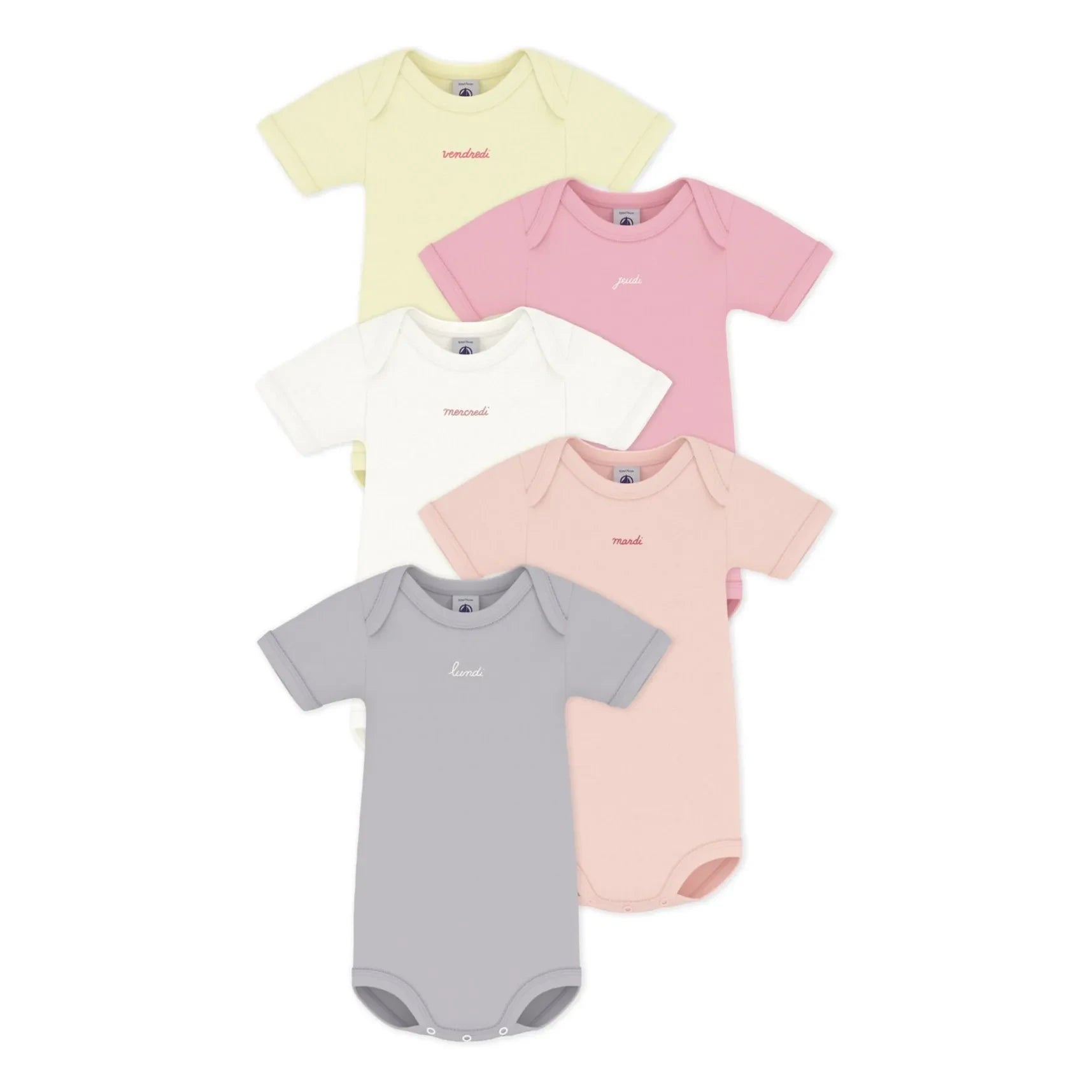 Petit Bateau - Organische Baumwolle 5er-Set Bodysuits Semainier | Rosa