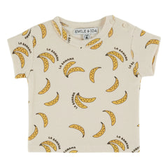 Emile et Ida - T-Shirt mit Bananen-Schwamm aus Bio-Baumwolle | Creme