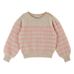 Emile et Ida - Ecru Woll-Pullover mit Wellenmuster