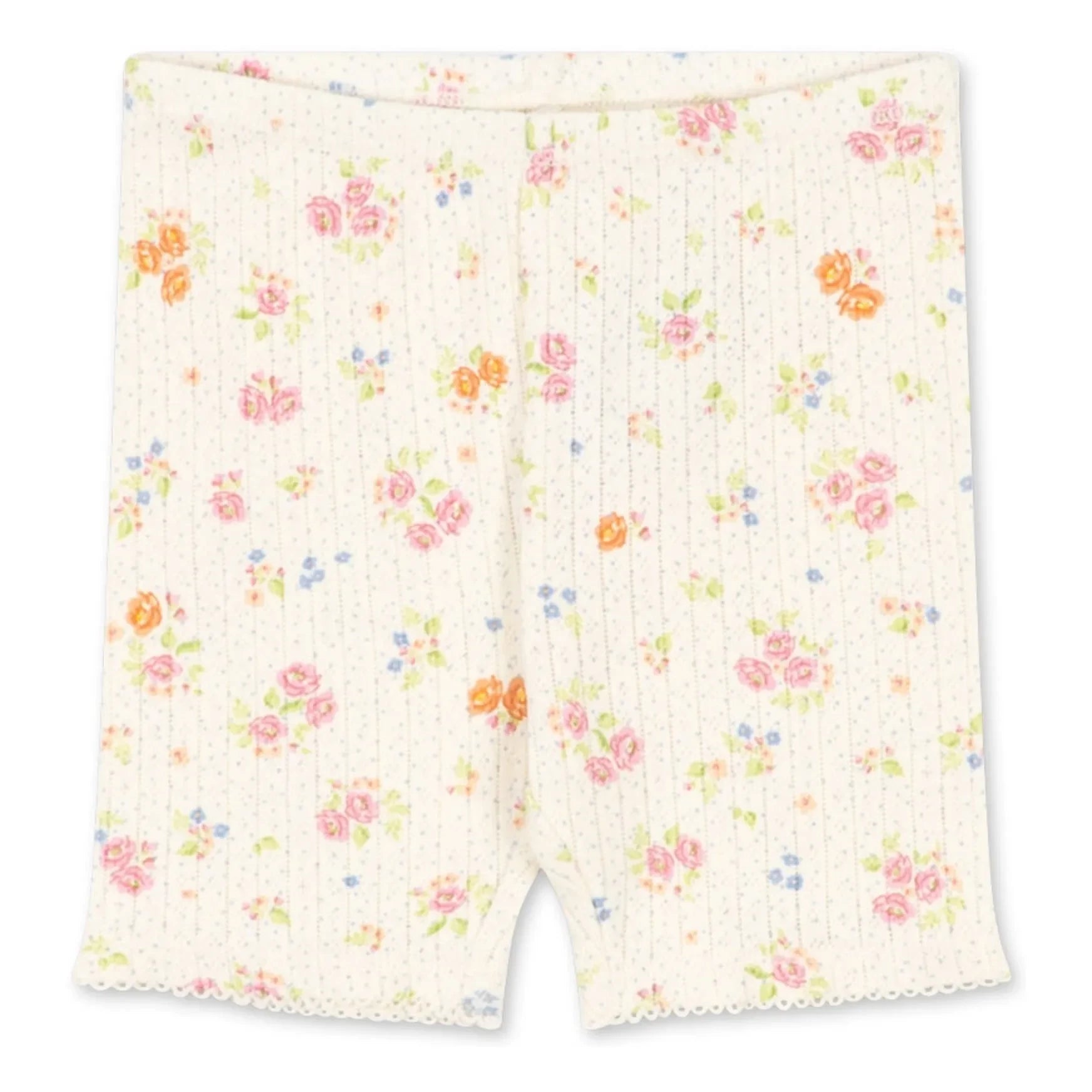 Konges Sløjd - Minnie Gerippte Radlerhose mit Blumenmuster Bio-Baumwolle | Ecru