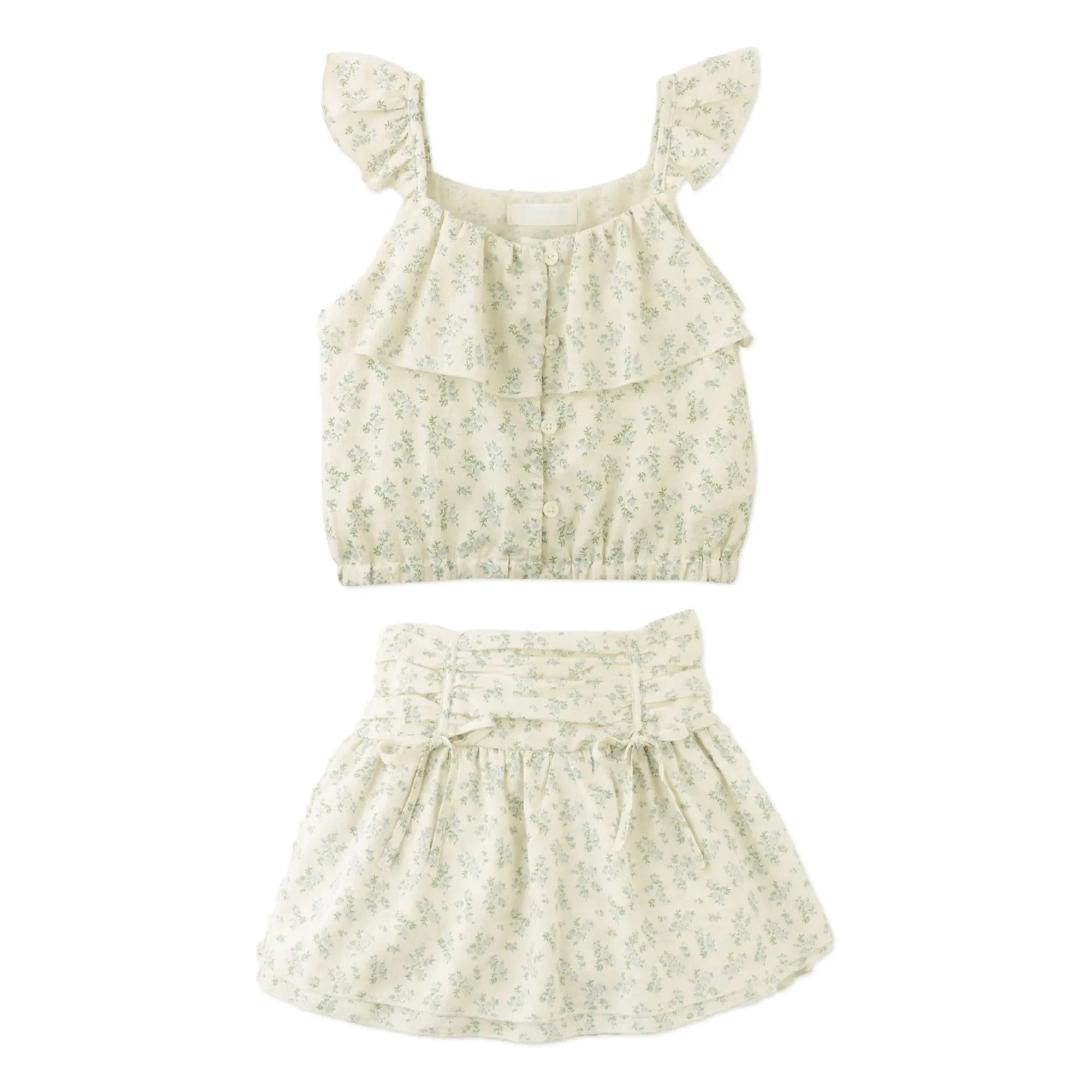 Gingersnaps - Ambessa Blumenmuster Oberteil und Rock Set | Ecru