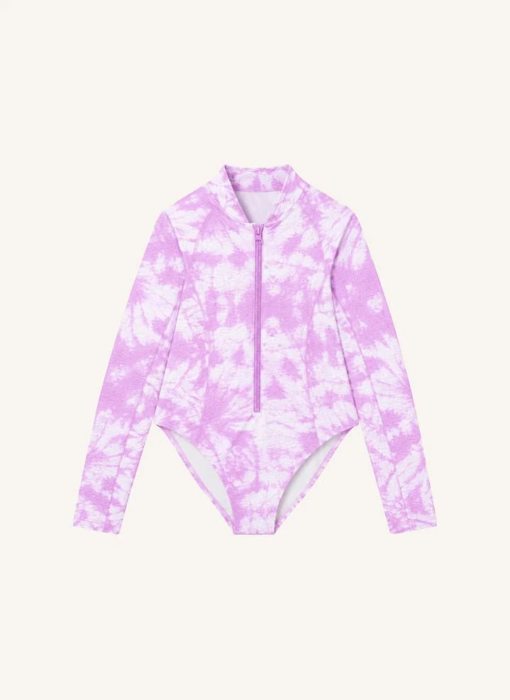 Lison Paris - Taha'a Batik-Muster UV-geschützter Badeanzug | Pflaume