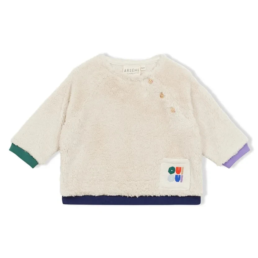 Arsène et Les Pipelettes - Sweatshirt aus Bio-Baumwolle im Sherpa-Stil | Beige