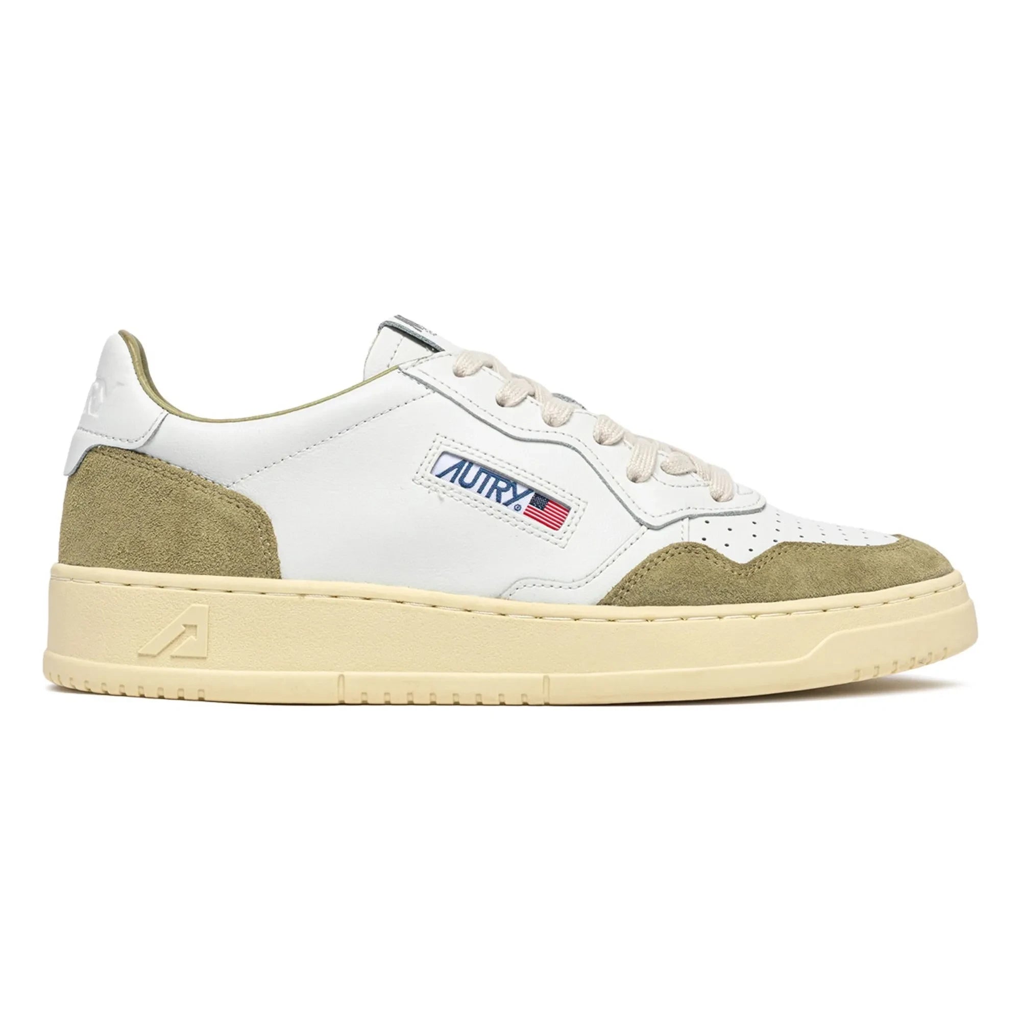 Autry - Medalist Low Leder- und Wildleder-Sneakers | Hellkhaki