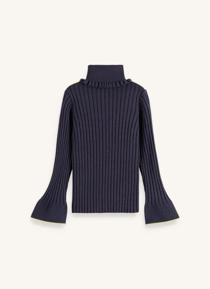 Scotch & Soda - Gerippter Rollkragenpullover | Grau-Blau