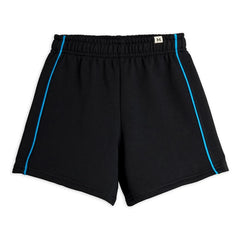 Mini Rodini - Sweatshirt-Shorts aus Bio-Baumwolle mit Kontrastpaspel | Schwarz