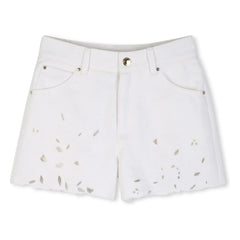 Chloé – Bestickte Shorts aus Bio-Baumwolle | Weiß