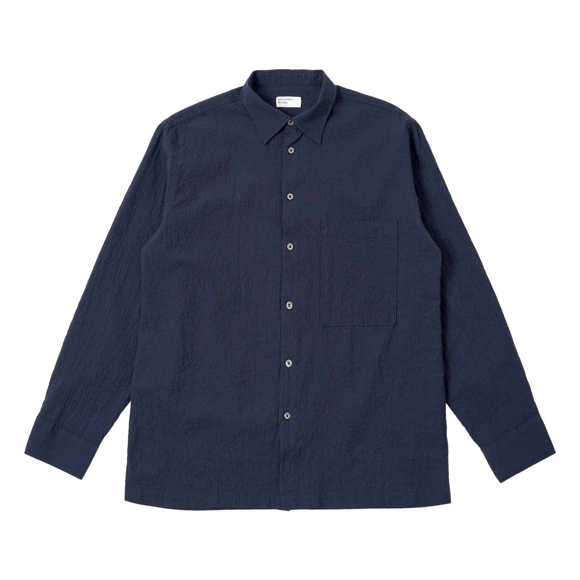 Universal Works - Lucky Seersucker Hemd | Navy
