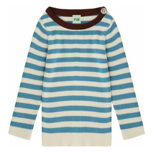 FUB - Gerippter Pullover Fein gestrickt Bio-Baumwolle | Azurblau