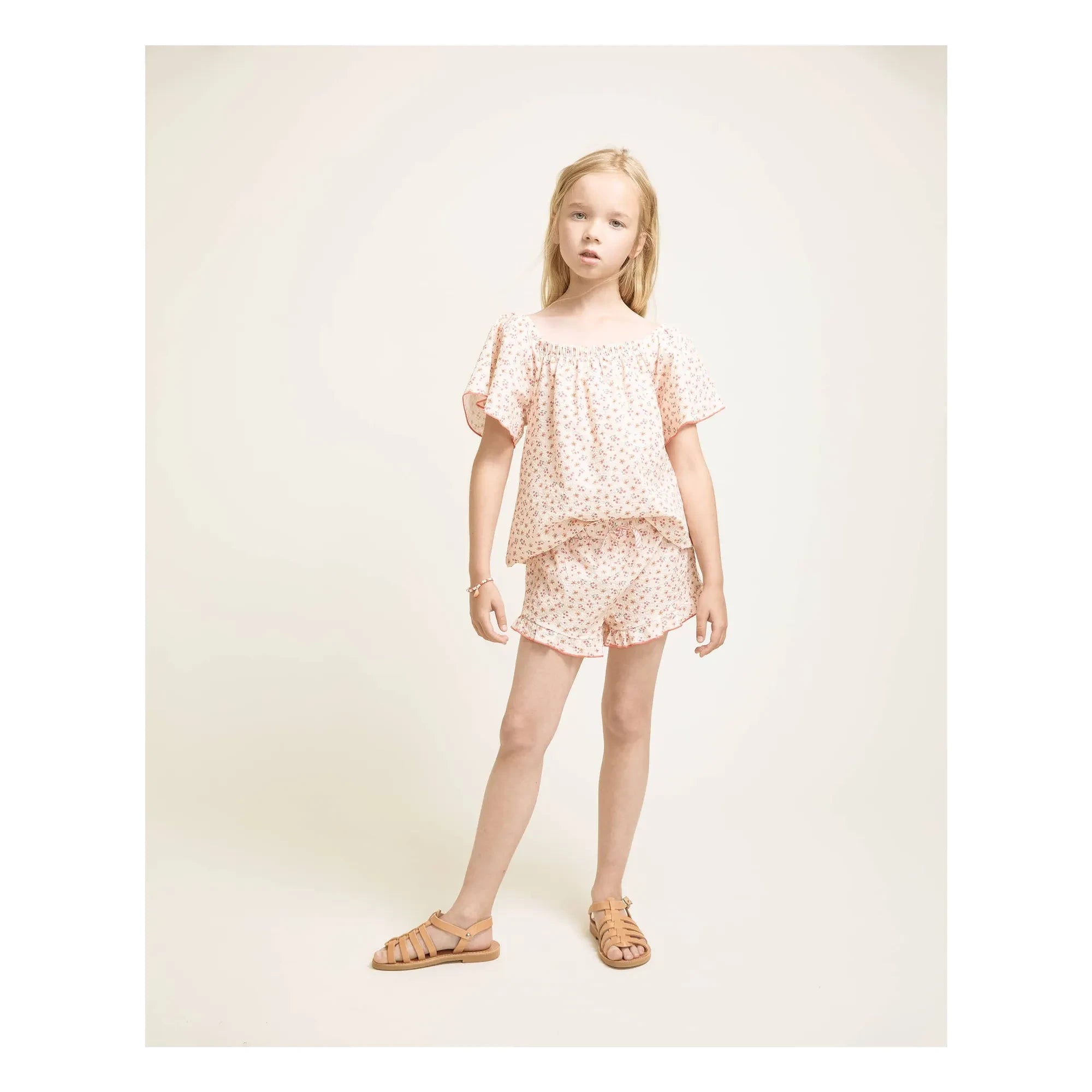 Búho - Karierte Blumenshorts | Peach