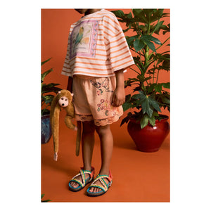 Maison Mangostan – Shorts mit Vogelstickerei | Orange