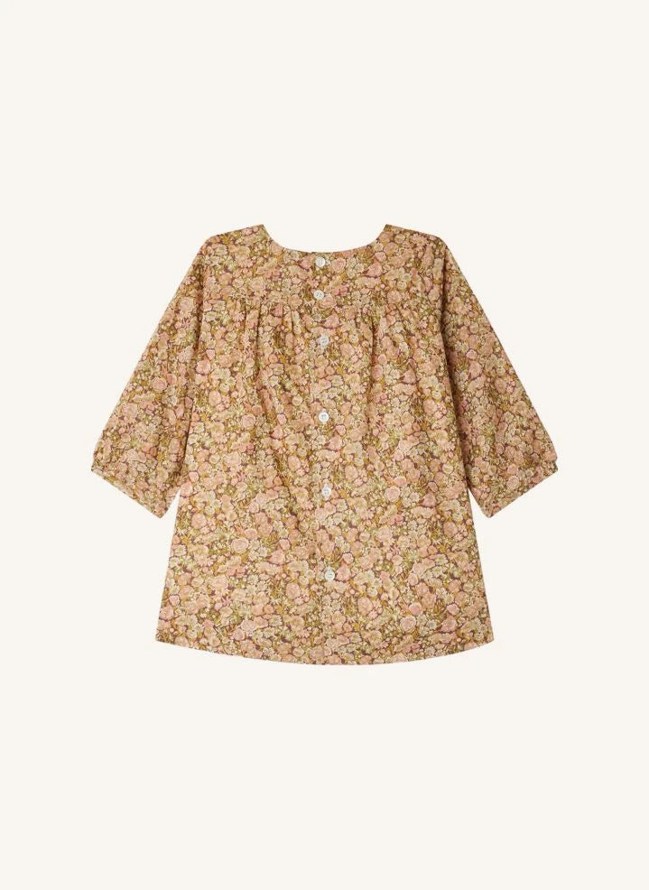 Bonpoint - Felicie Liberty Kleid aus Bio-Baumwolle mit Raffung | Mauve