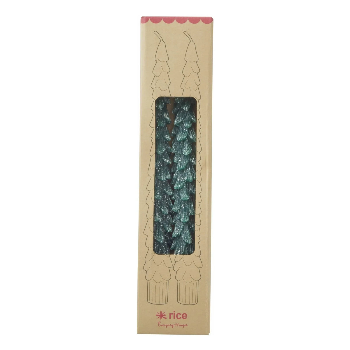 Rice - LED-Kerzen aus Tannenbaum - 2er Set | Dunkelgrün