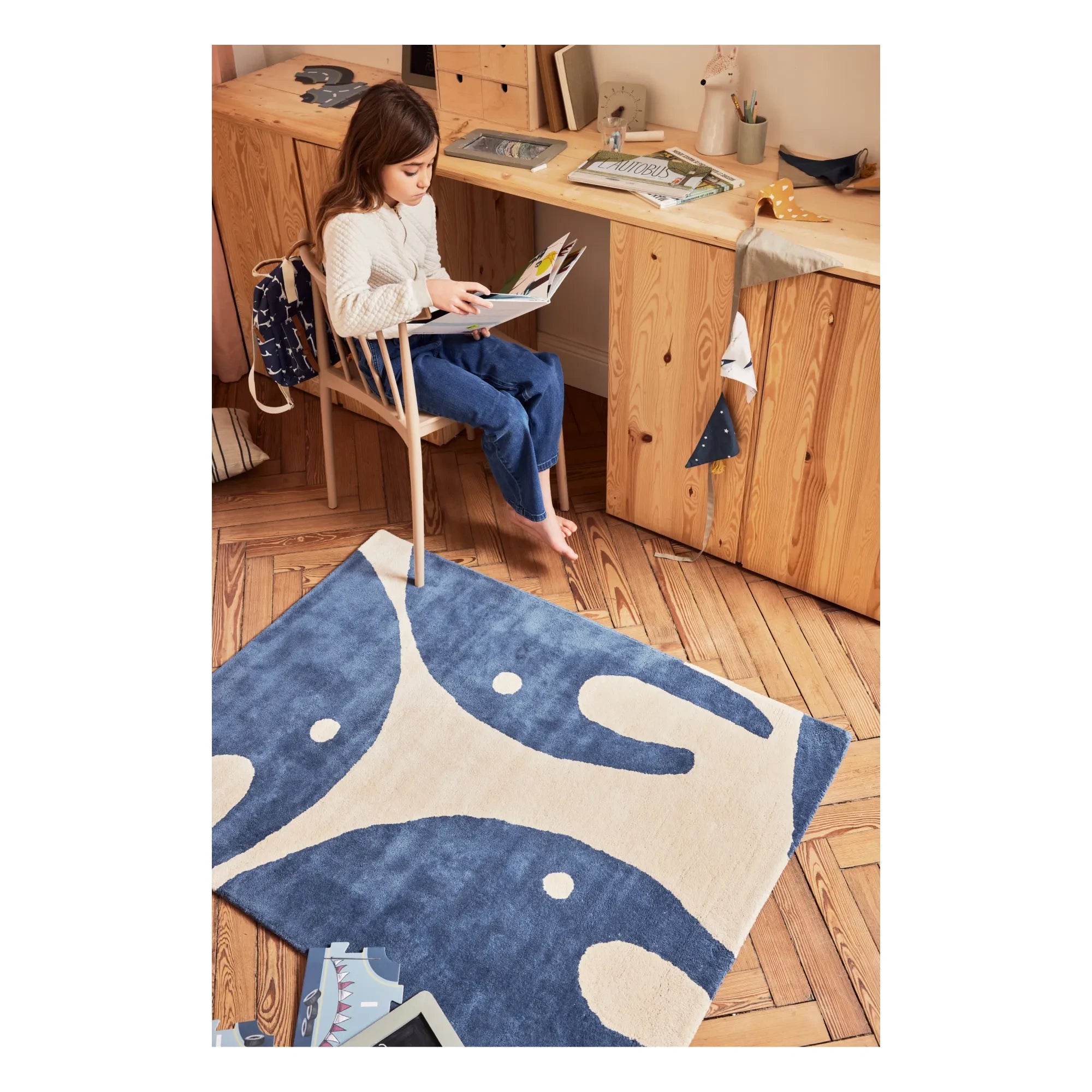 Bleuu-studio - Elefanten-Teppich | Marineblau