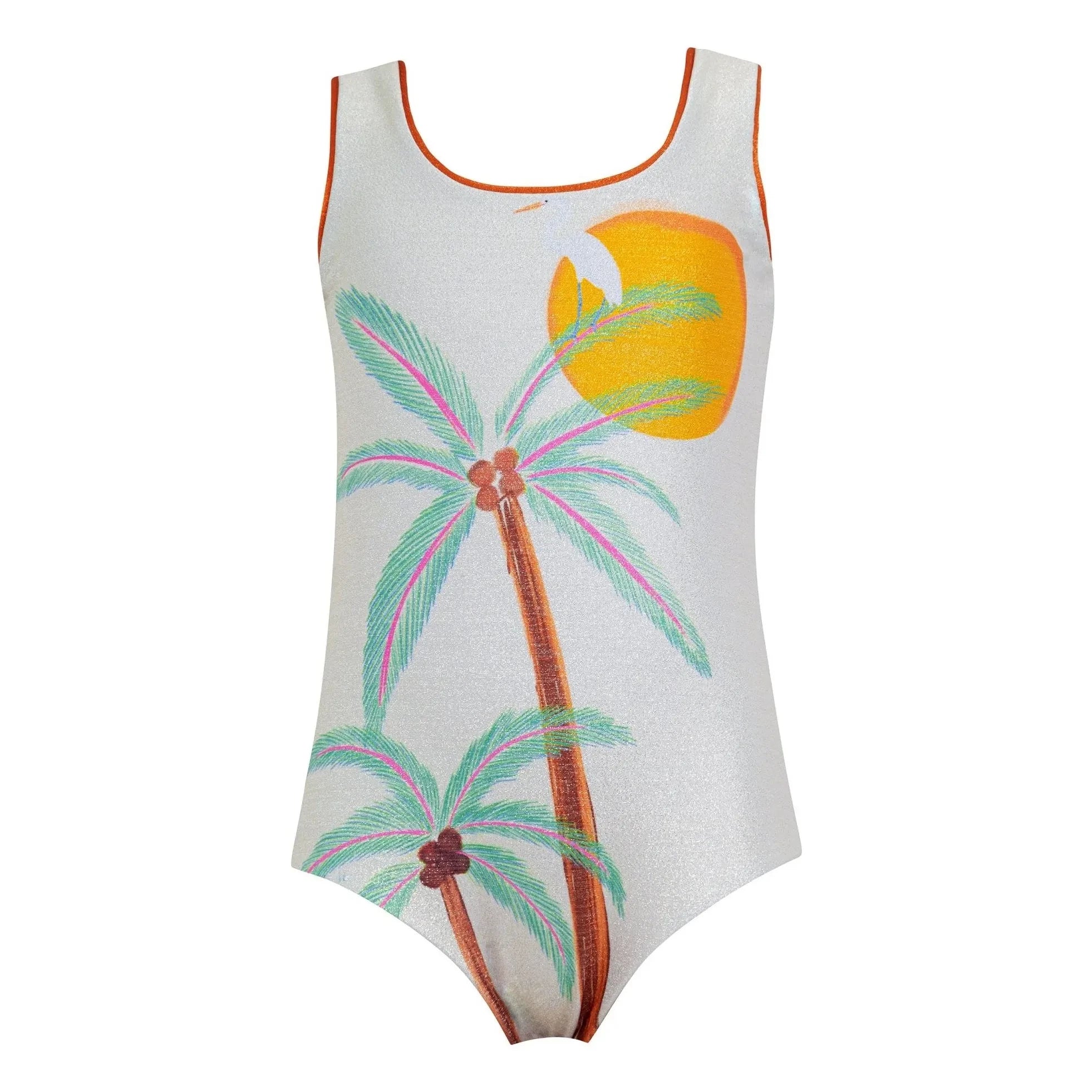 Pepita & Me - Sun&Moon Shiny Palm Badeanzug | Weiß