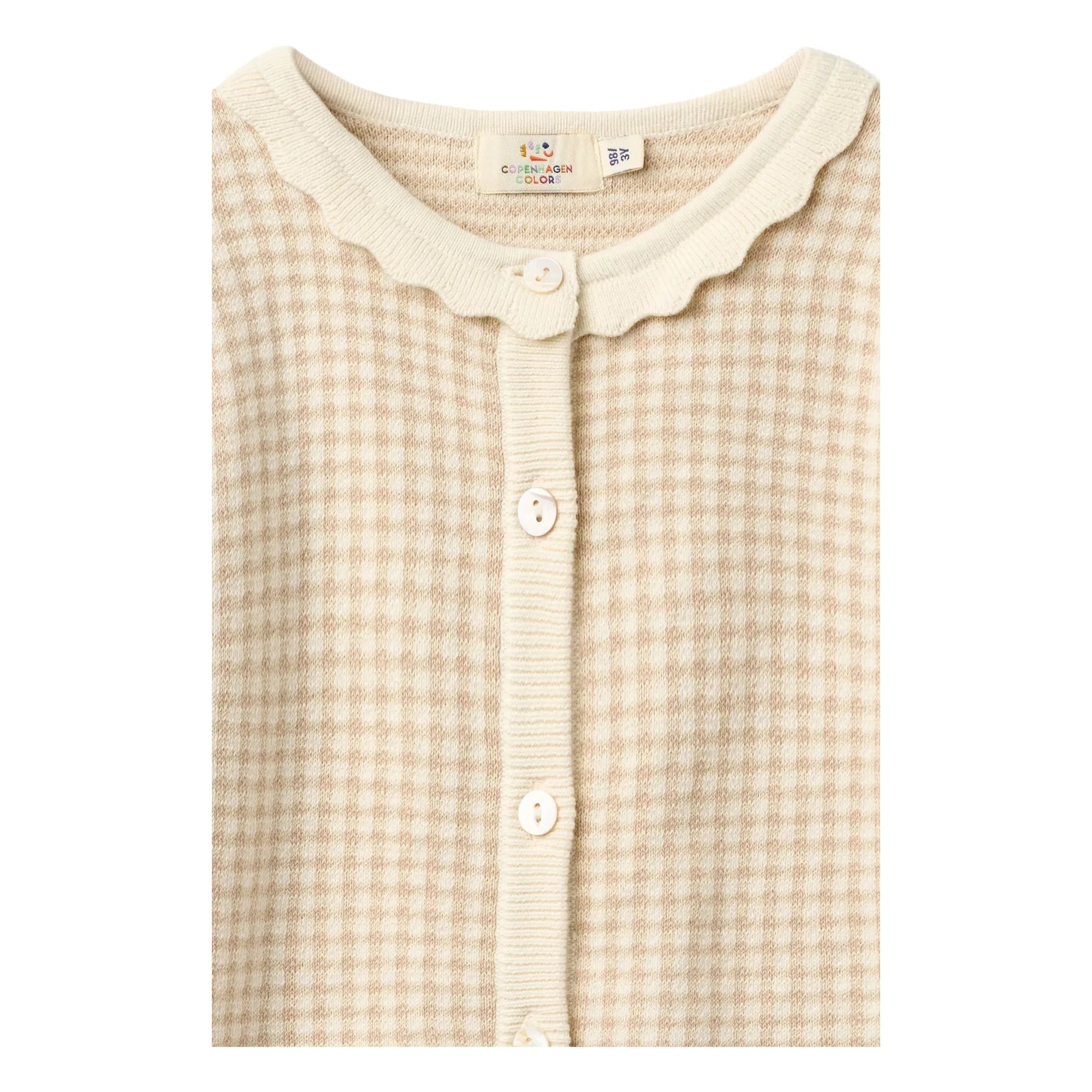 Copenhagen Colors - Organischer Baumwoll-Jacquard-Cardigan mit kurzen Ärmeln | Beige-Rosa