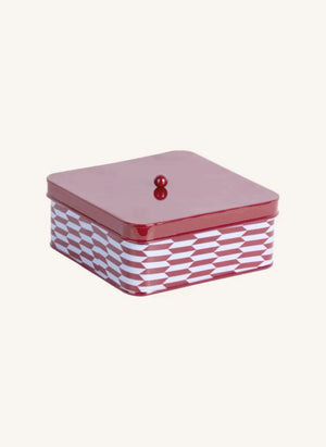 Present Time - Salerno-Muster Metal Aufbewahrungsbox | Rot