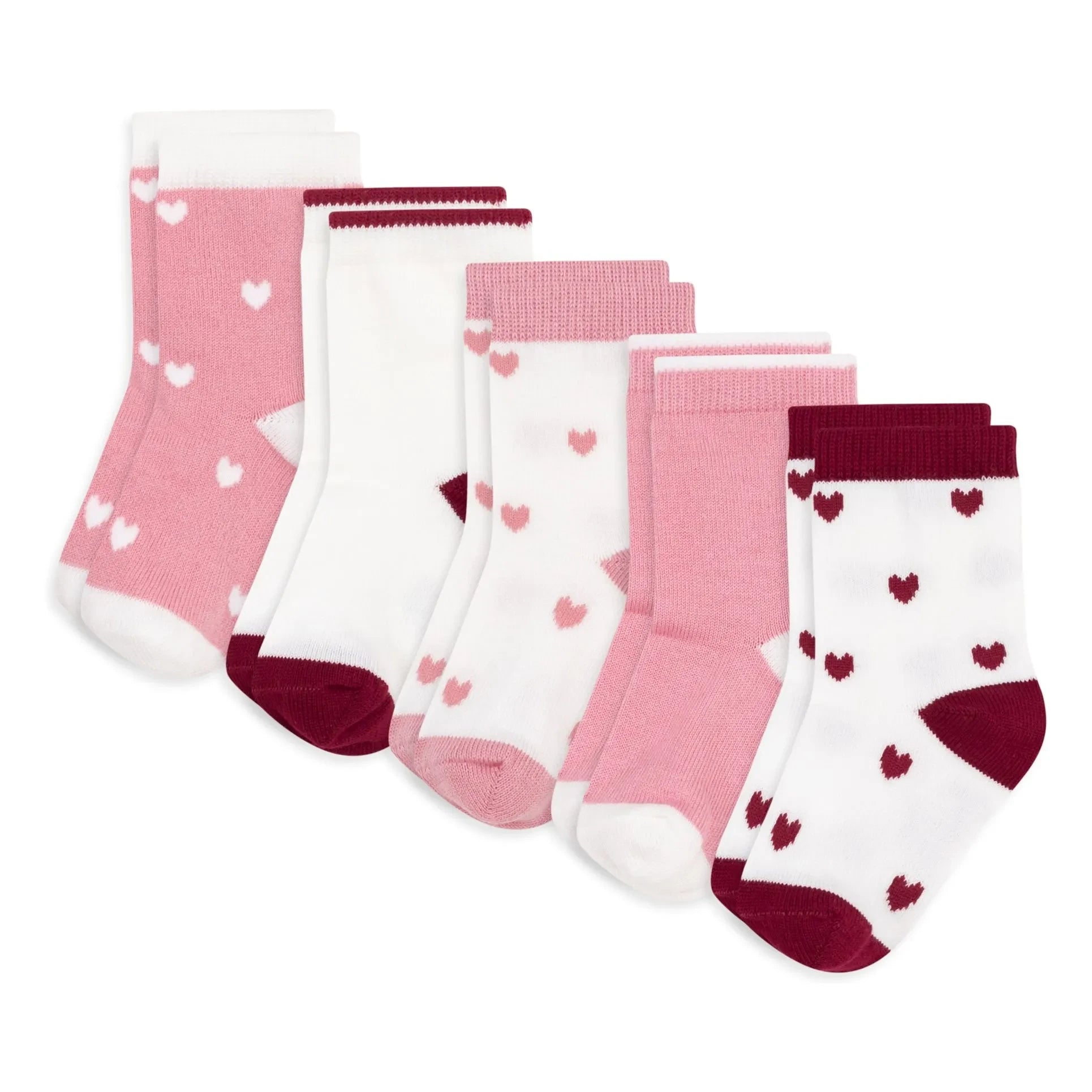 Petit Bateau – 5 Paar Baby-Herzensocken | Rosa