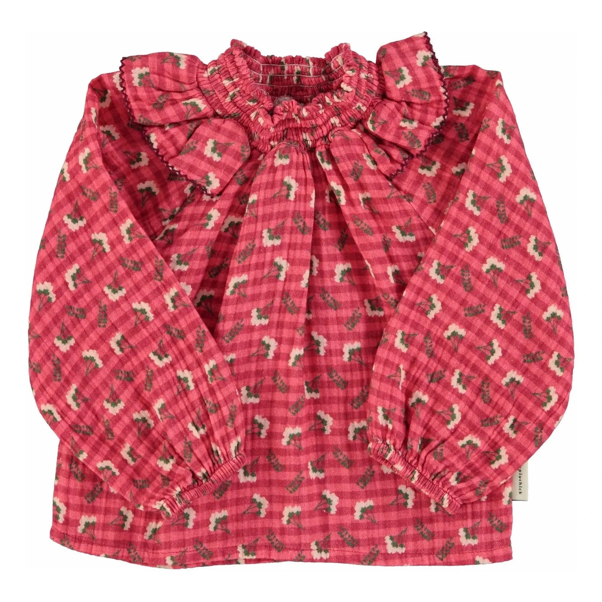 Piupiuchick - Bluse mit Blumenmuster und gerüschtem Kragen | Rosa