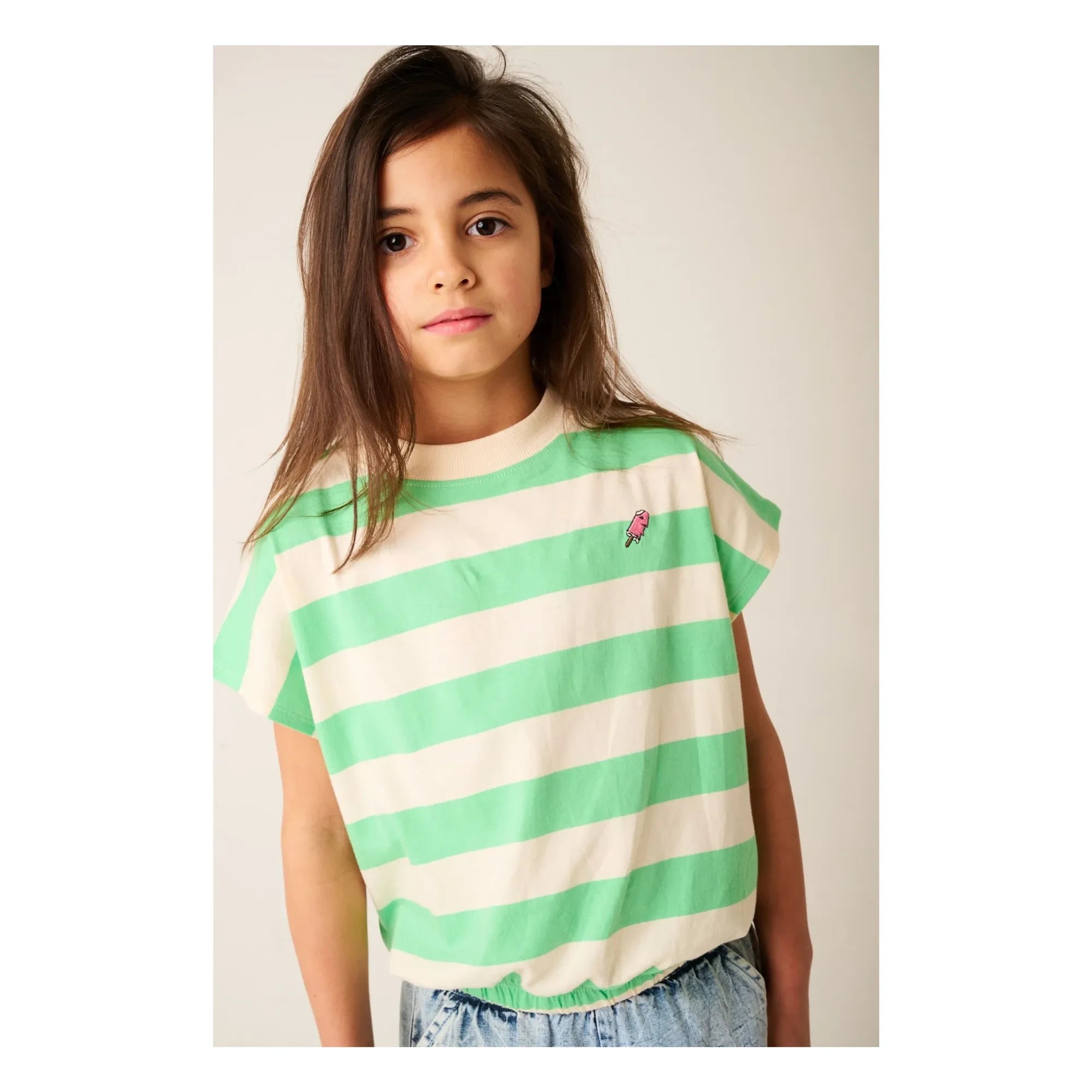 Tumble N'Dry – Colatina Oversize Gestreiftes T-Shirt aus Bio-Baumwolle | Grün