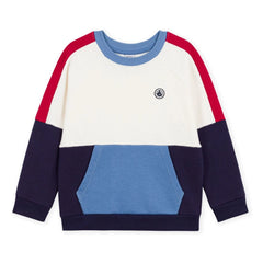 Petit Bateau - Renk bloklu organik pamuk sweatshirt | Mavi