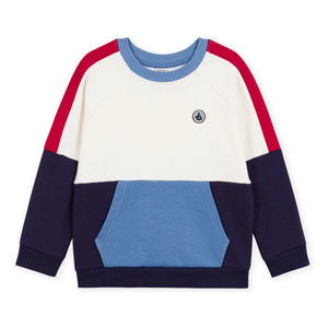 Petit Bateau - Renk bloklu organik pamuk sweatshirt | Mavi