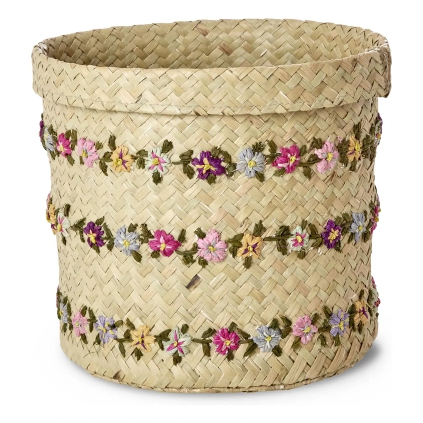 Rice - Raffia Aufbewahrungskorb Flowers