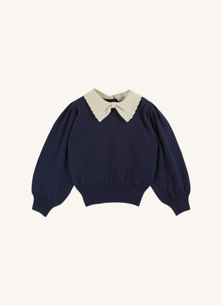 Emile et Ida - Pullover mit Porzellan-Kragen | Dunkelblau