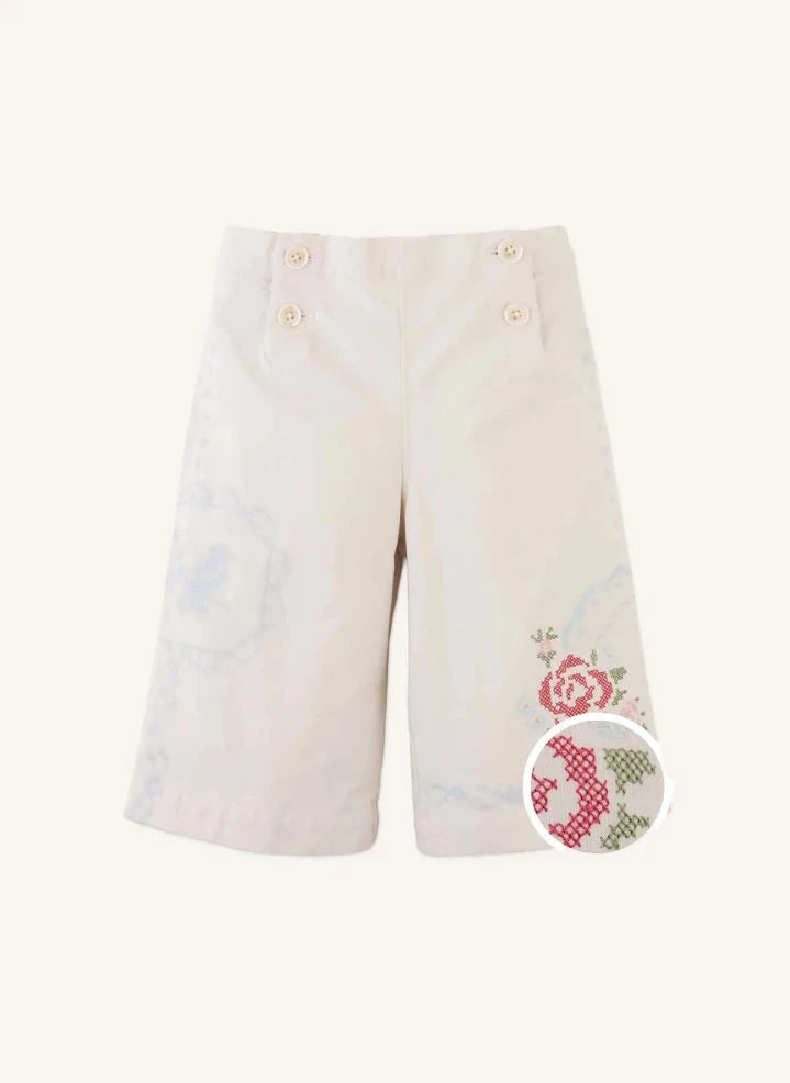 Gingersnaps - Ferne bestickte Ripp-Hose | Ecru