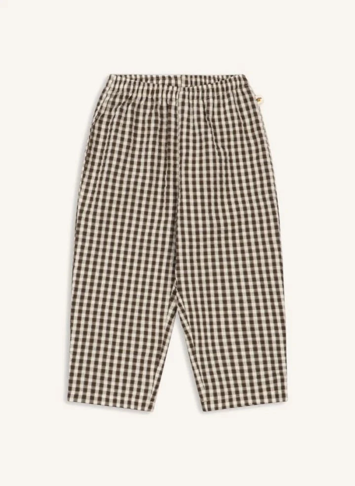Konges Sløjd - Kim kariertes Seersucker-Hose aus Bio-Baumwolle | Braun