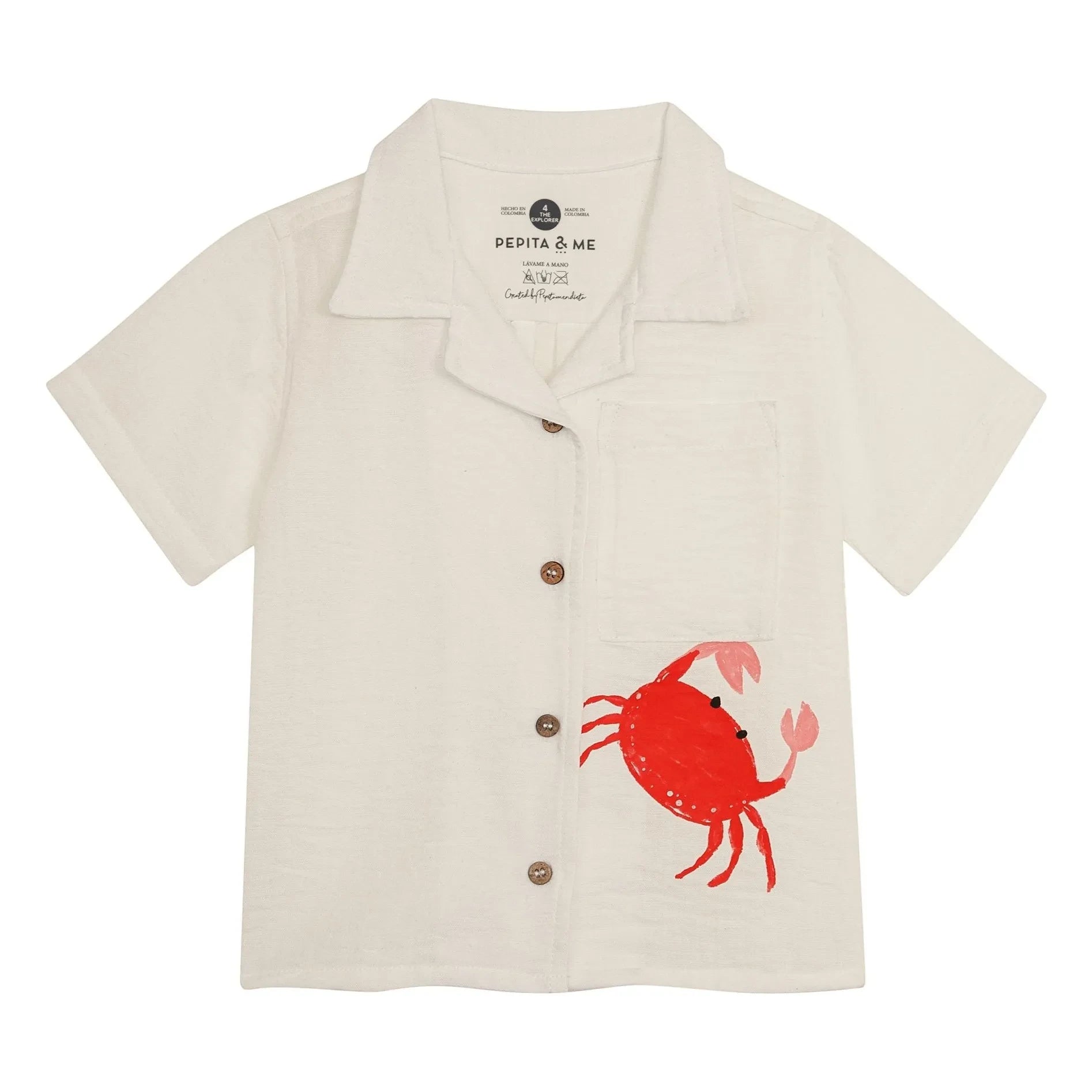 Pepita & Me - Guayabera Krabben Kurzarmhemd | Creme