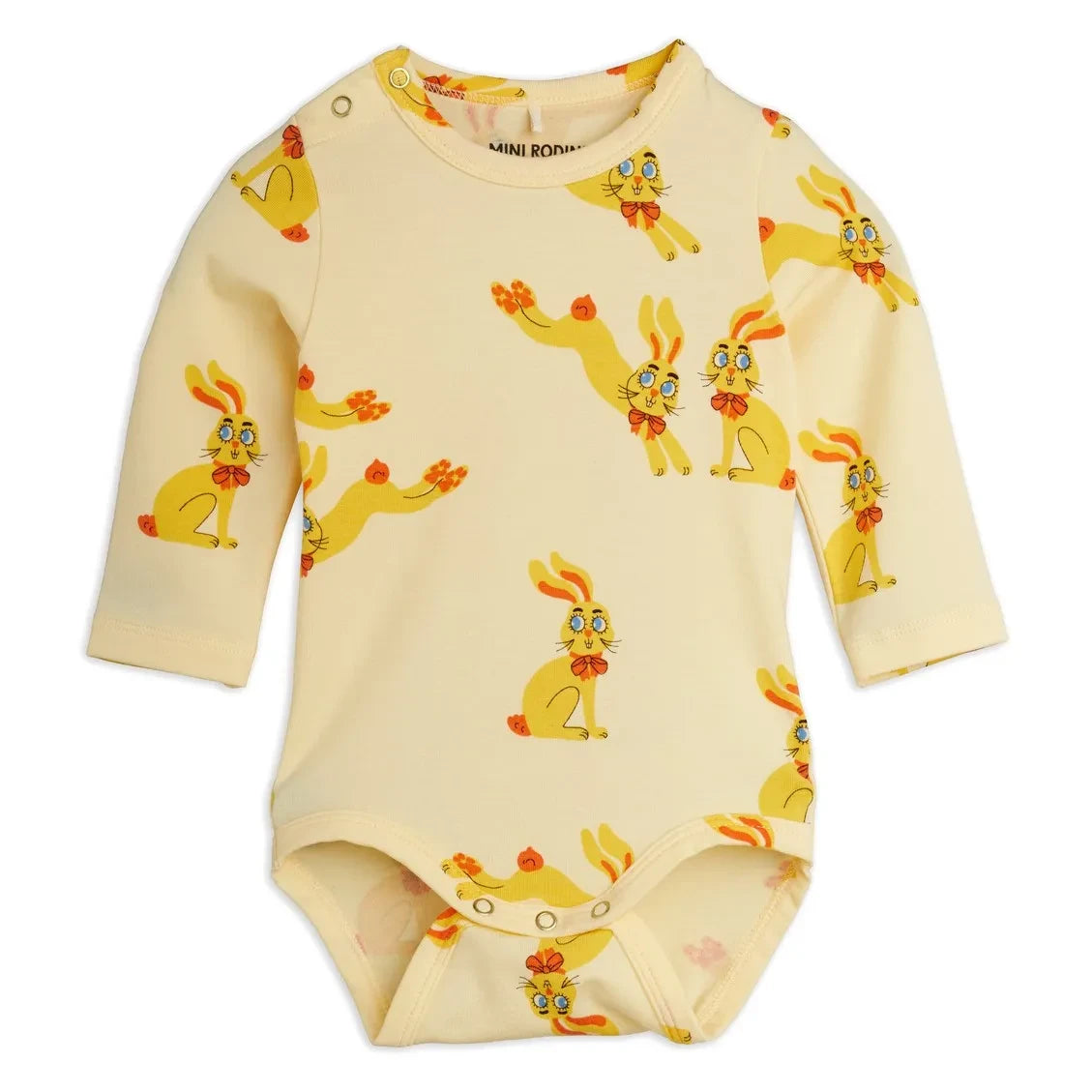 Mini Rodini - Baby-Body/Strampler mit Hasen, Bio-Baumwolle | Gelb