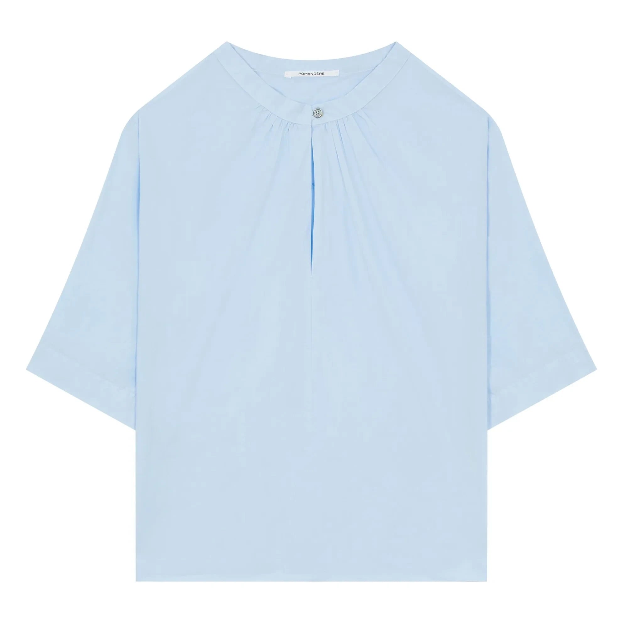 Pomandère - Kurzärmelige Bluse aus Baumwollpopeline | Hellblau