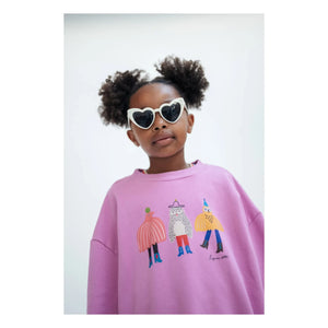 Repose AMS - Oversized Sweat Cozydrop Oiseaux Bio-Baumwolle | Rosa