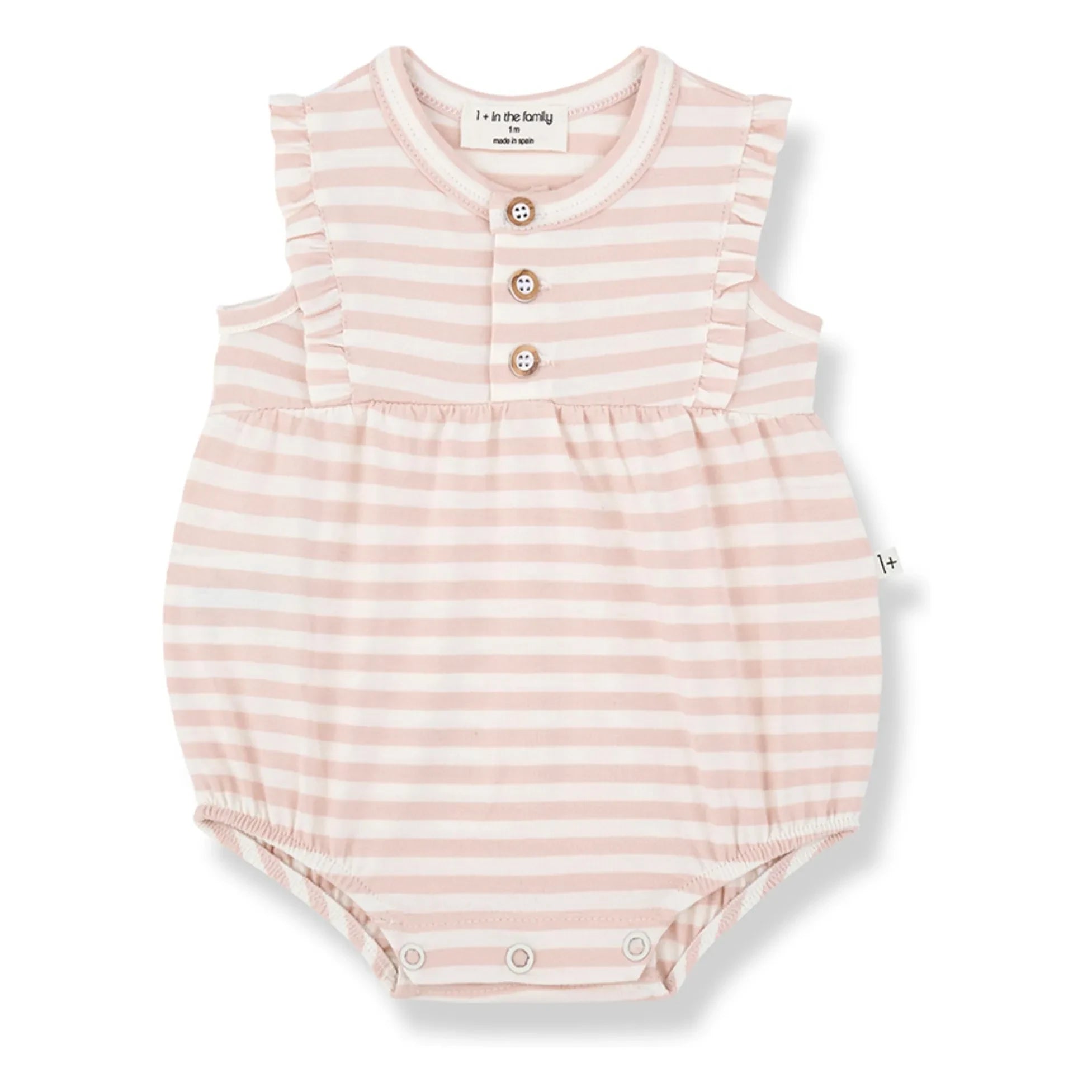 1+ in the family - Cinnia Gestreifter Strampler | Beige Rosa