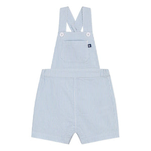 Petit Bateau - Gestreifte Seersucker Bio-Baumwoll-Kurzlatzhose | Hellblau