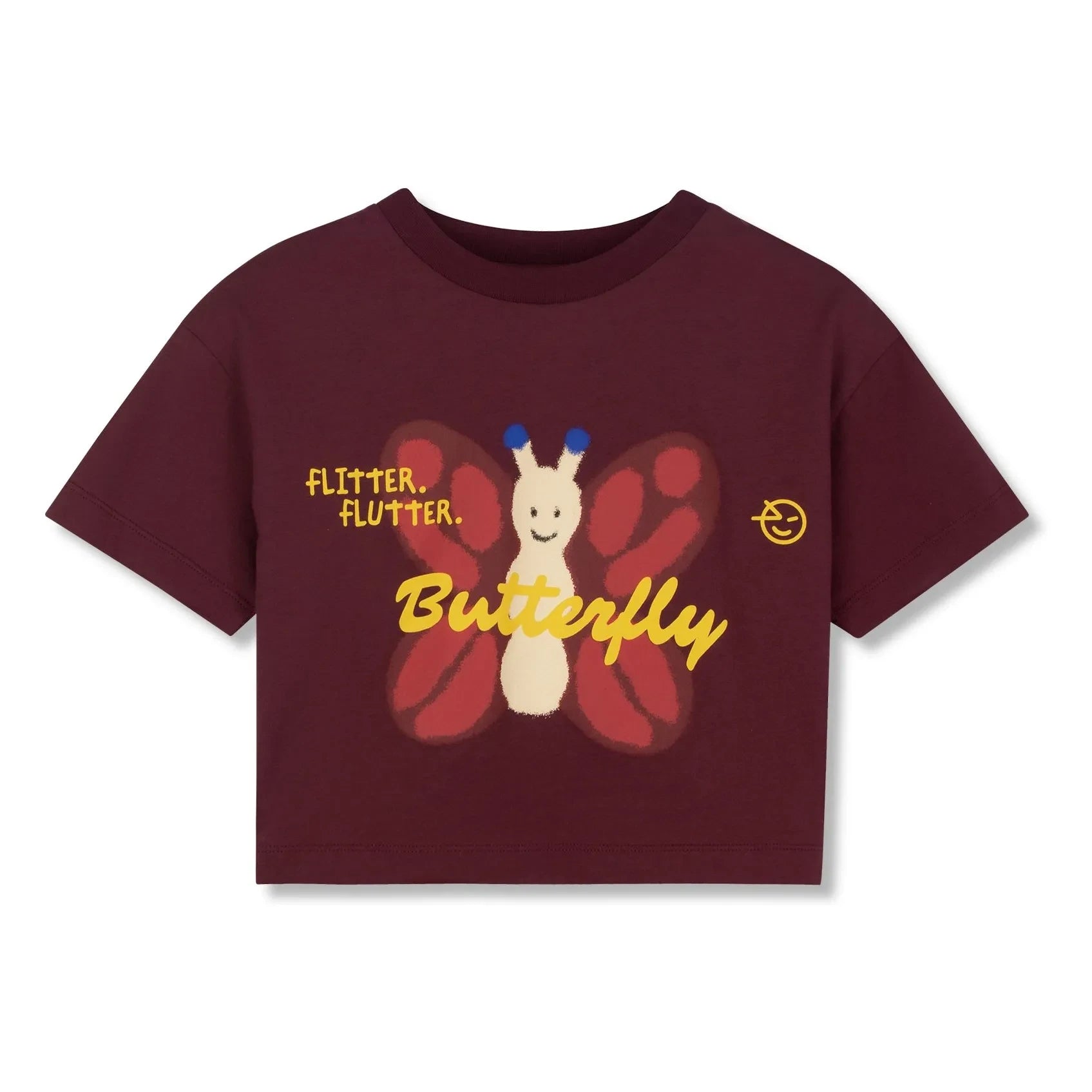 Wynken - Crop Butterfly Bio-Baumwoll-T-Shirt | Bordeaux