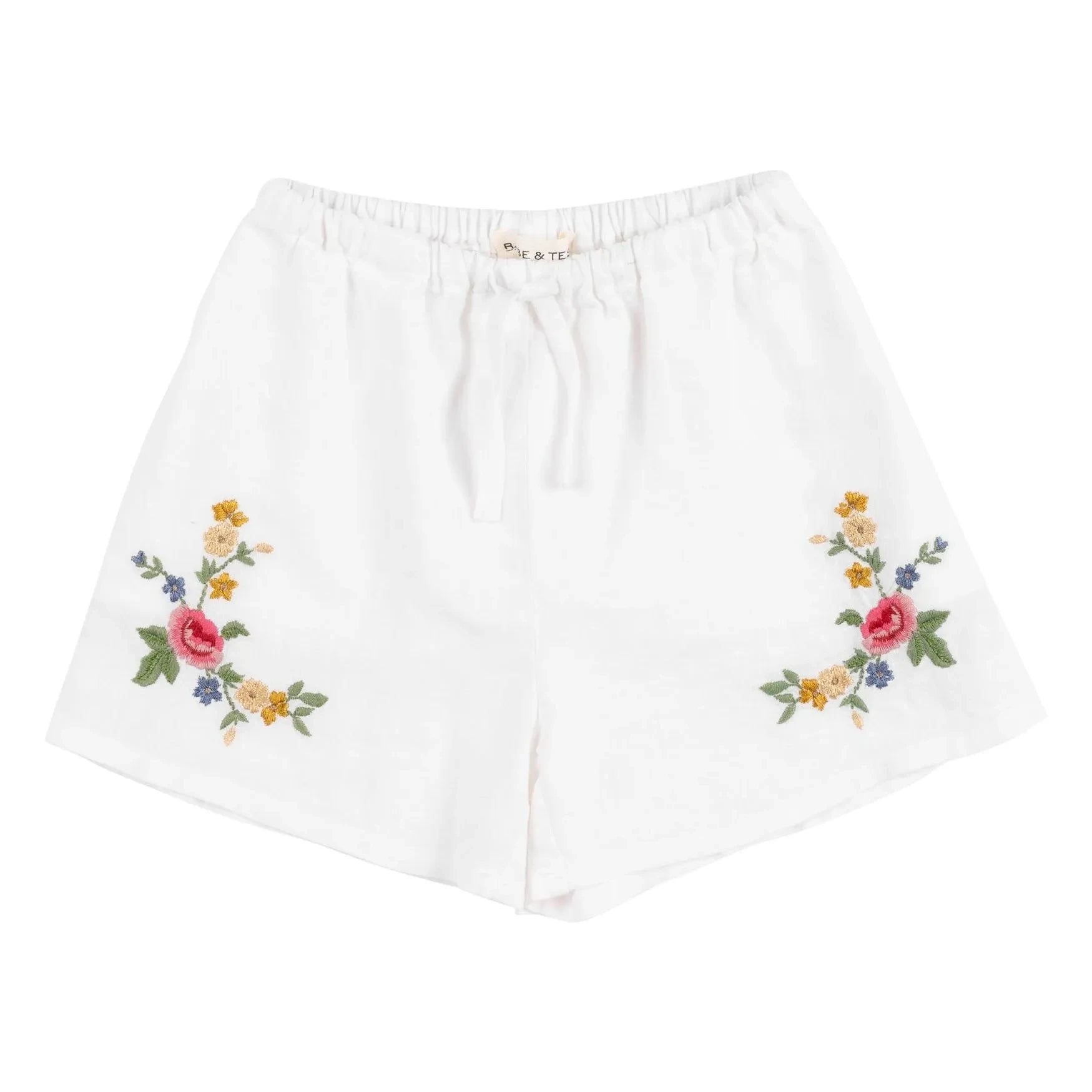 Babe & Tess - Luisa Leinen Shorts mit Stickerei | Weiß